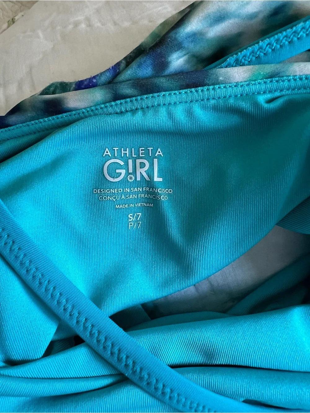 Athleta Teal Floral-Print Girls' One-Piece Swimsuit